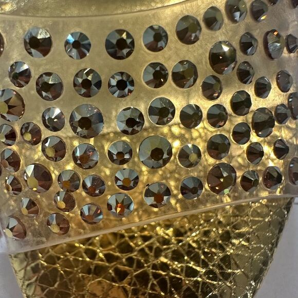 Christian Louboutin Gold Strappy Heels with Crystal Detailing - Picture 5 of 13